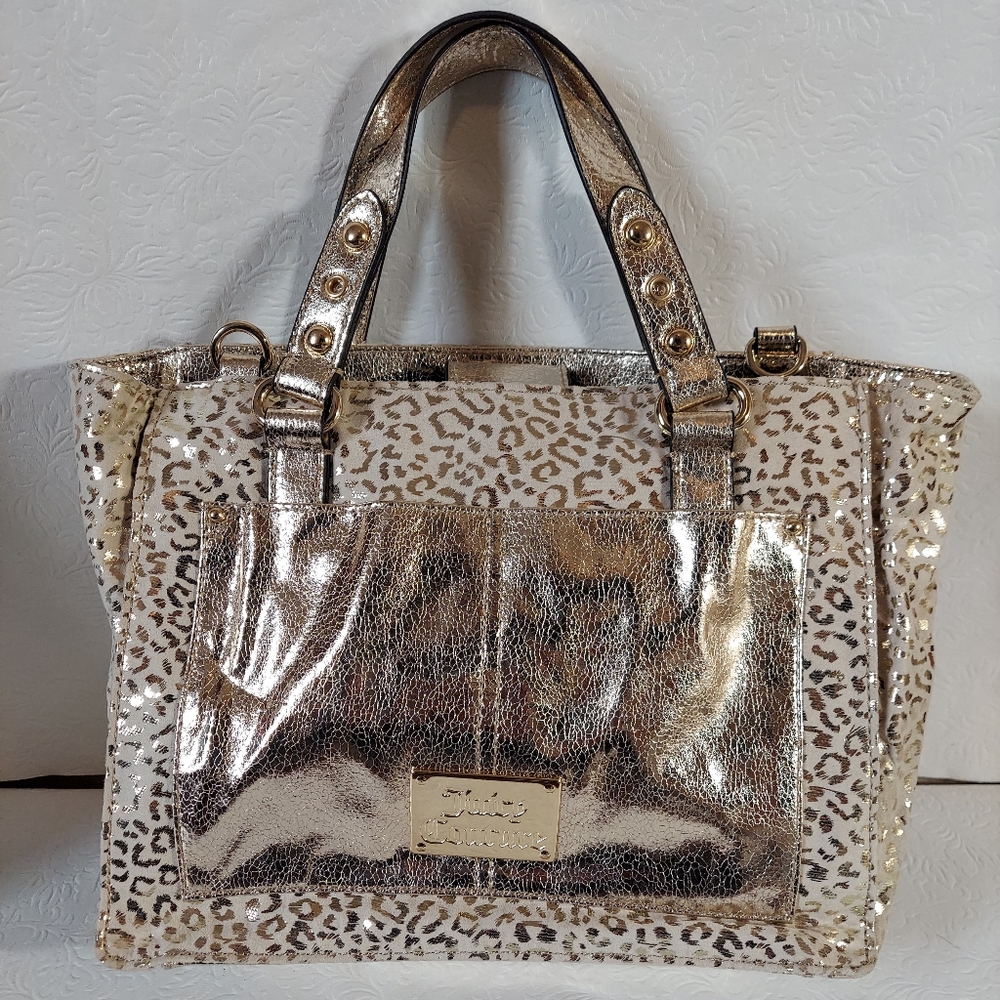 Juicy Couture Metallic Reflective Cheetah Print Tote